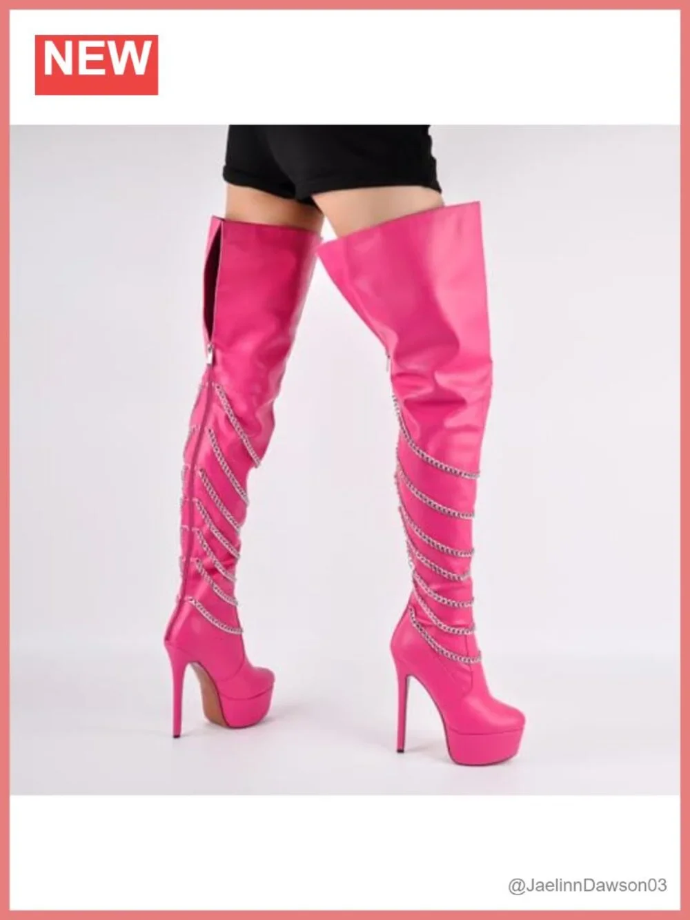 Women's Stiletto Platform Over the Knee Boots with Chains, Party Wedding